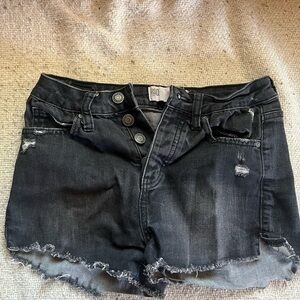 RSQ Black Jean Shorts Distressed Frayed Hem